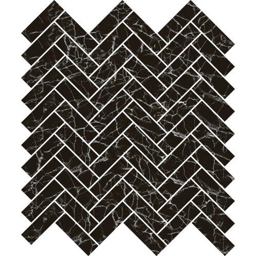 Baget Herringbone Black Marble 25x50mm