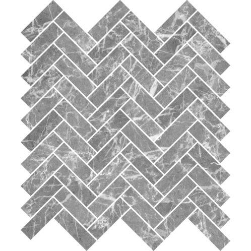 Baget Herringbone Grey Marble 25x50mm