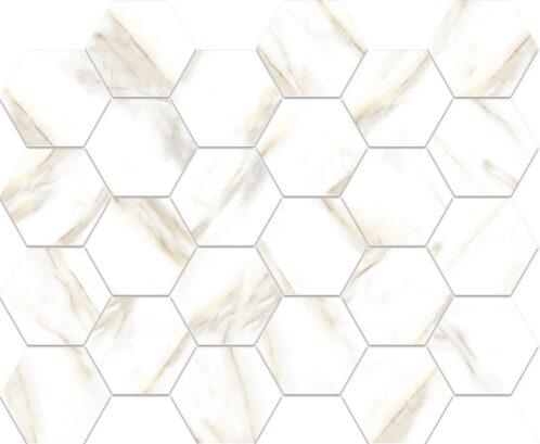 Hexa Mega Calacatta Gold 77x88mm