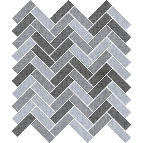 Baget Herringbone Textile Blend Blue Grey 25x50mm